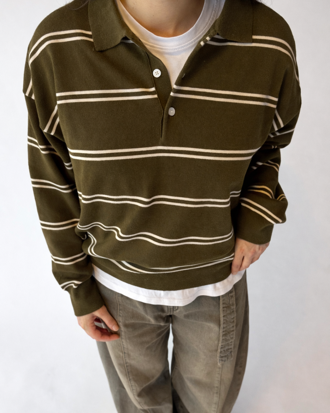 Kaja Striped Shirt - Khaki