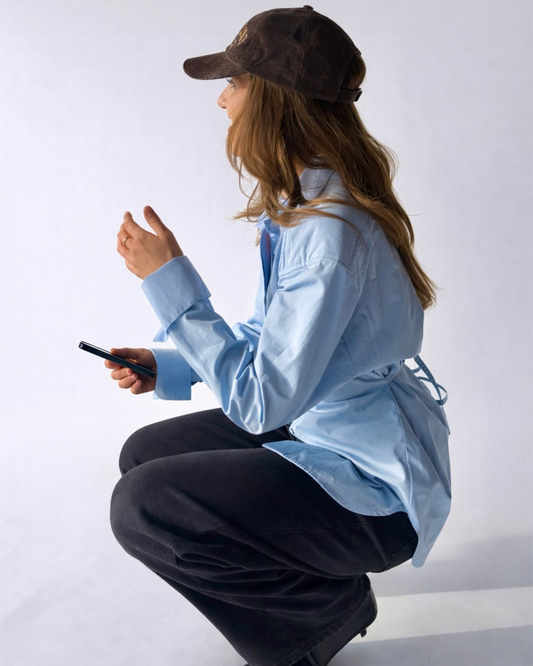Skye Padded Shoulder Shirt - Blue