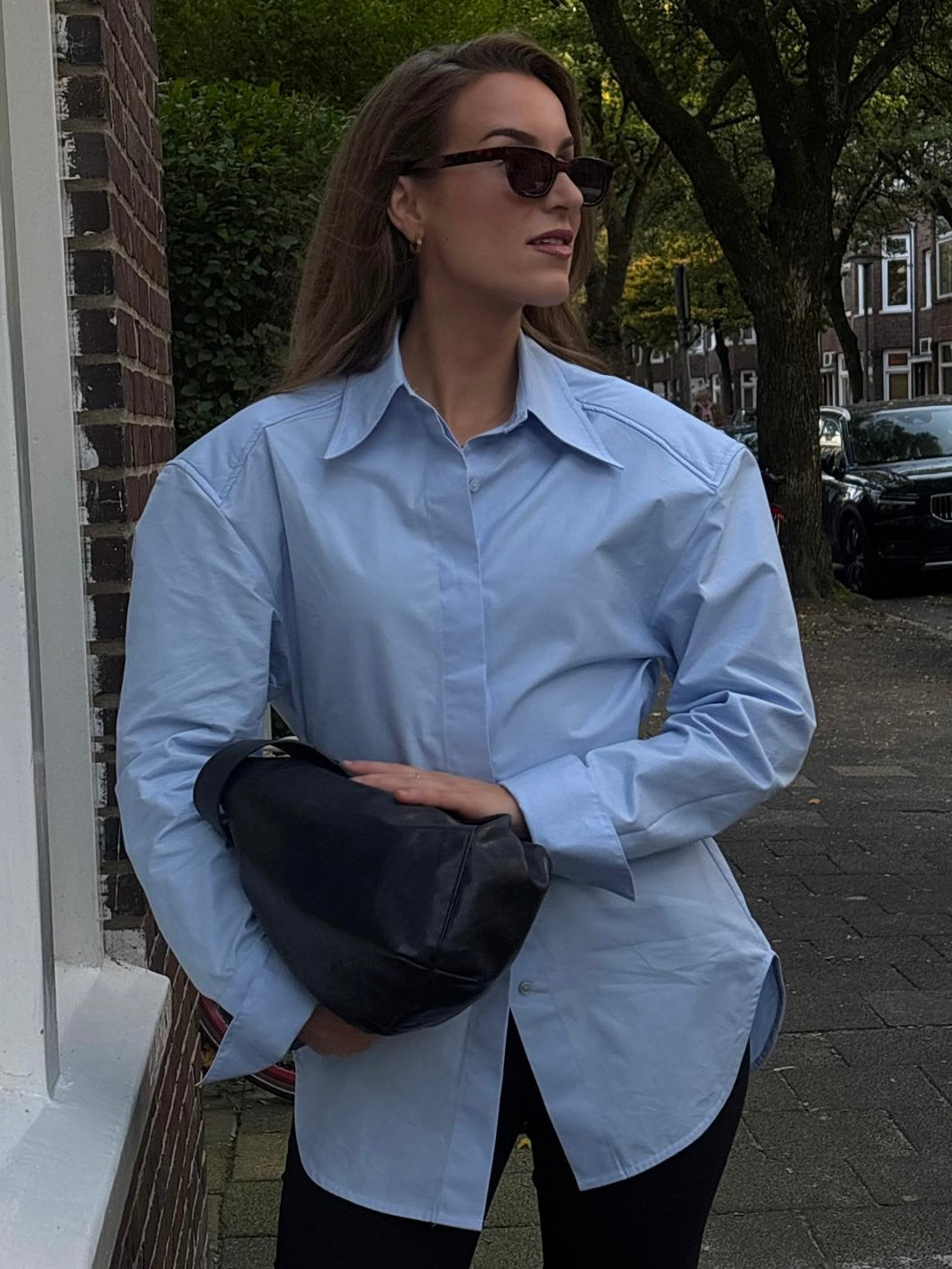 Skye Padded Shoulder Shirt - Blue
