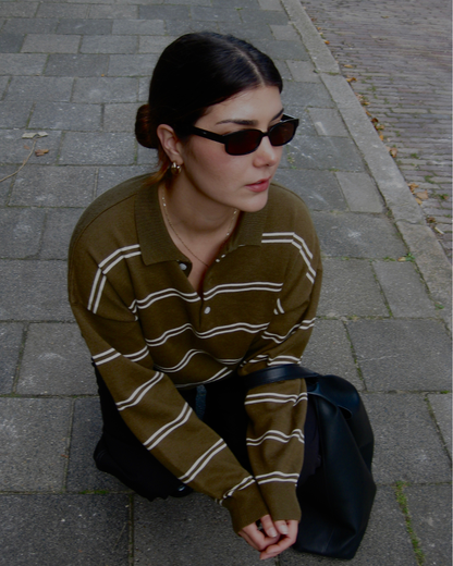 Kaja Striped Shirt - Khaki