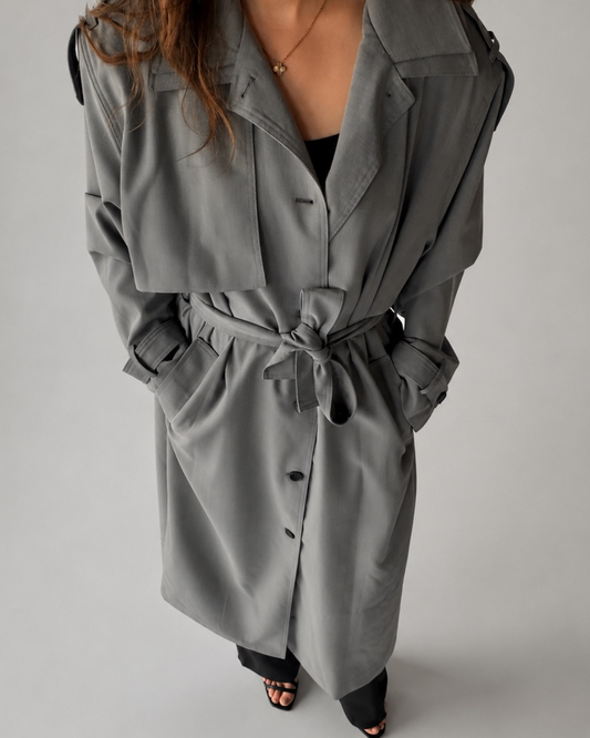 Olla Oversized Trench Coat - Grey