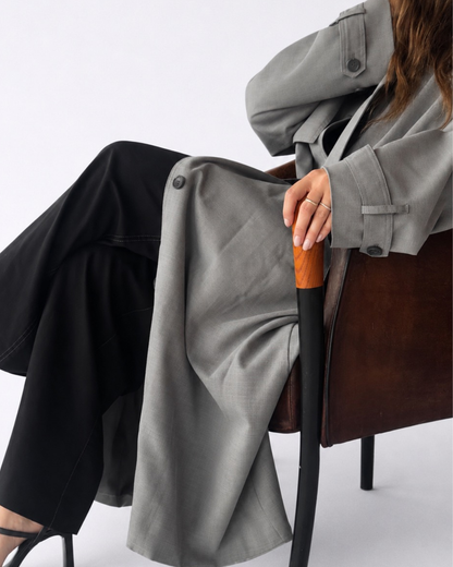 Olla Oversized Trench Coat - Grey
