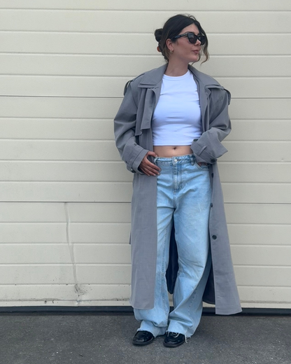 Olla Oversized Trench Coat - Grey