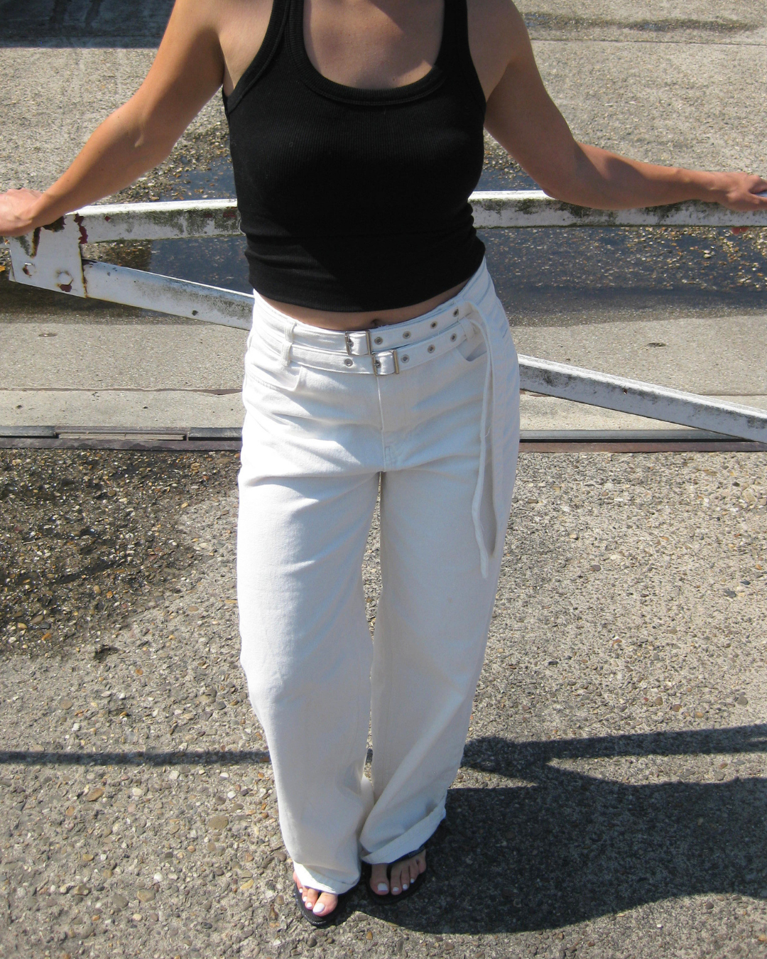 Maja Double Belted Jeans - Off-White