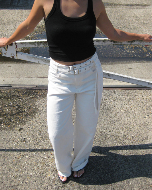 Maja Double Belted Jeans - Off-White