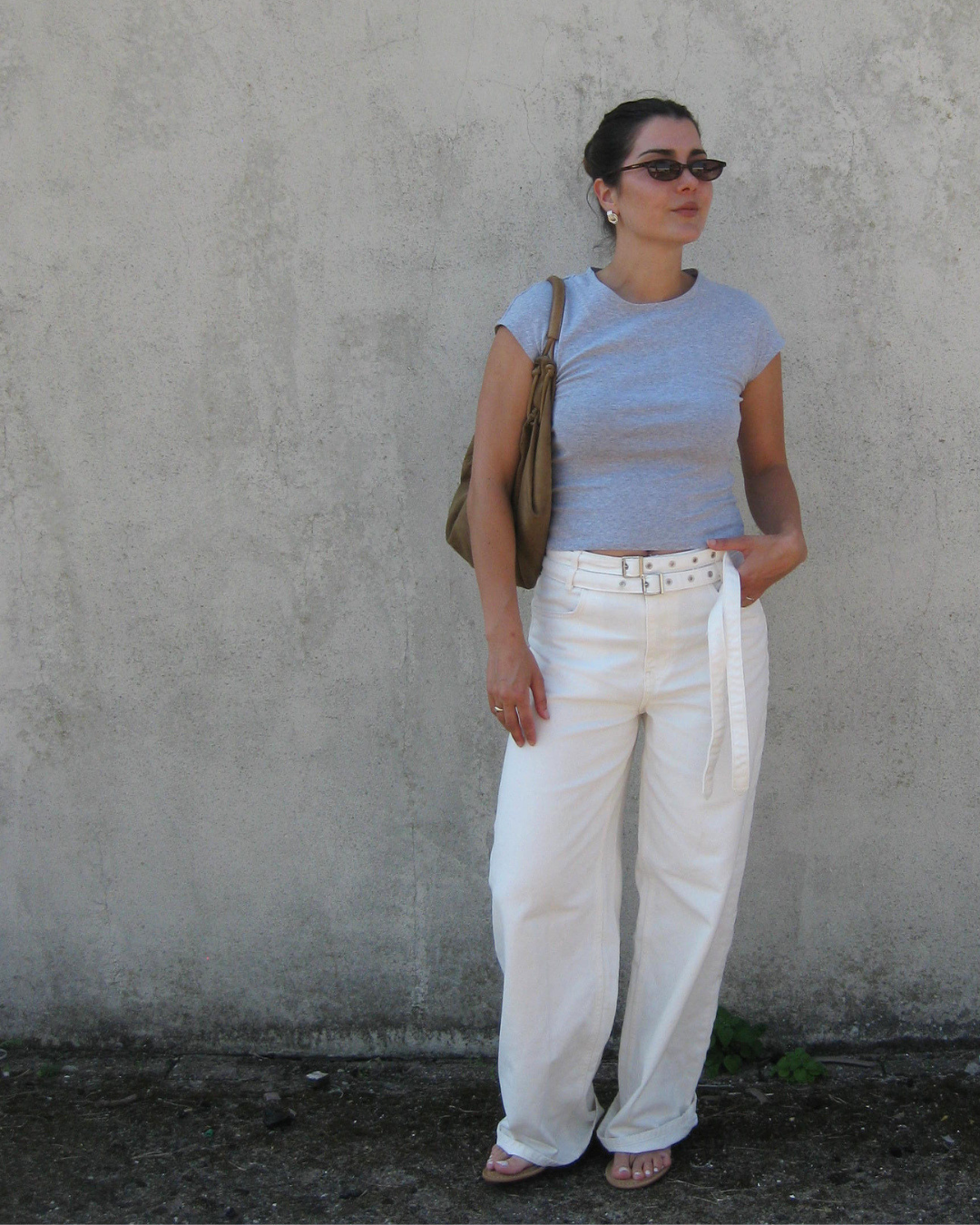 Maja Double Belted Jeans - Off-White