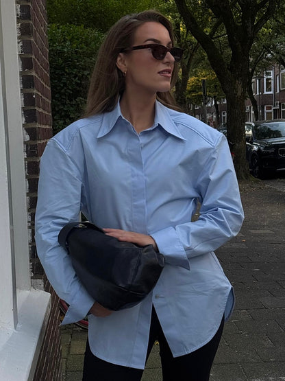 Skye Padded Shoulder Shirt - Blue