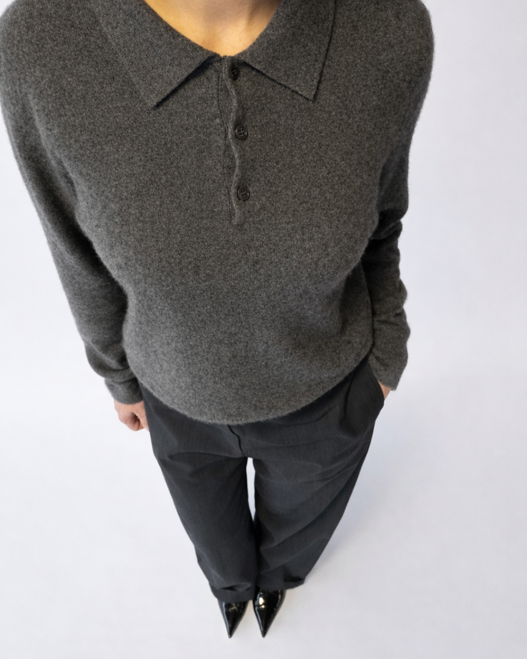 Mila Polo Top - Grey